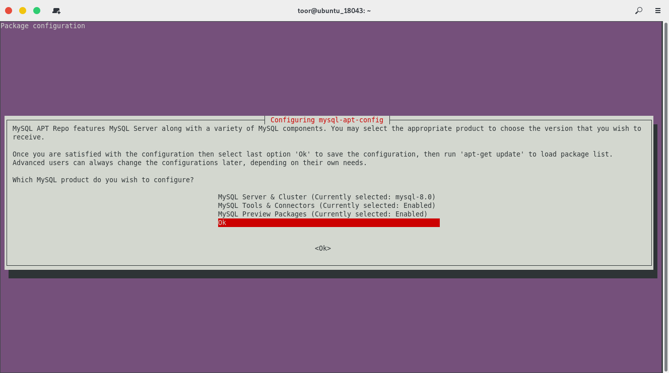 Ubuntu 18 04 select repository for my sql 8 x